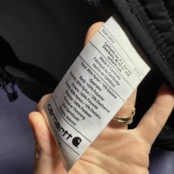 Carhartt Rain Defender Hooded Jacket, 0J3829-M, Black, XL Size - Picture 8 of 12